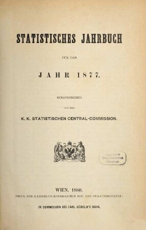 Statistisches Jahrbuch : für das Jahr .... 1877 (1880)