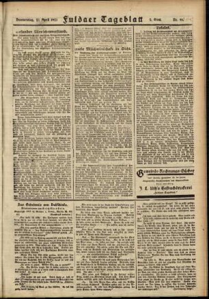 Zweite Ausgabe vom Donnerstag, den 21. April 1921.