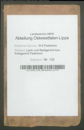 Nachlaßregulierung des Joseph Ignatz Anton Liborius v. Vincke zu Paderborn