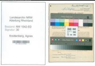 Entnazifizierung Agnes Knottenberg , geb. 20.03.1903 (Lehrerin)