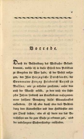 Beschreibung des Gesundbrunnens zu Weilbach im Herzogthum Nassau : mit einer Situations-Charte
