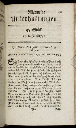 45 Stück. den 12 Junii 1771.
