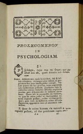 Prolegomenon in Psychologiam.