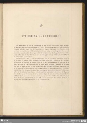 XVI. und XVII. Jahrhundert