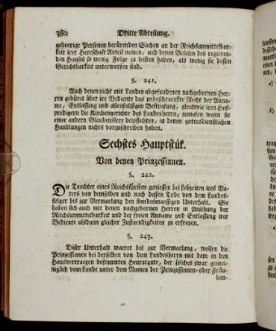 Sechstes Hauptstük. Von denen Prinzessinnen
