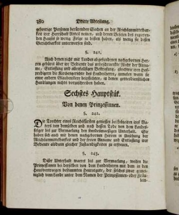 Sechstes Hauptstük. Von denen Prinzessinnen
