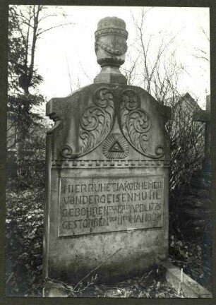 Grabstein des Jakob Hemmer von der Geisenmühle, +1824