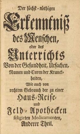 Titelseite des anderen Theils