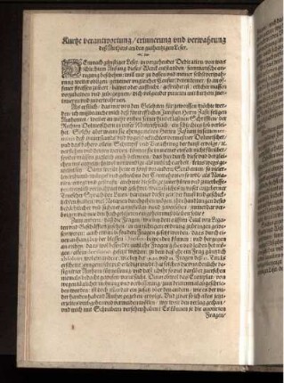 Kurtze verantwortung/ erinnerung vnd verwahrung des Authors an den guthertzigen Leser
