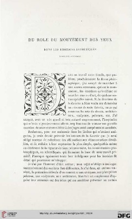 2. Pér. 23.1881: Du rôle du mouvement des yeux dans les émotions esthétiqués, 1