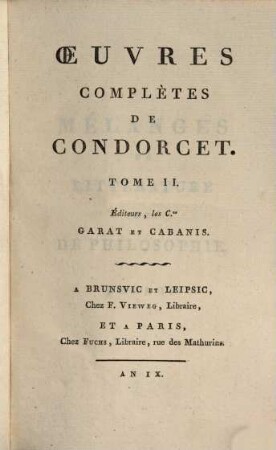 Oeuvres complètes de Condorcet, 2
