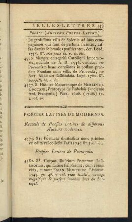 Poésies Latines de Modernes.