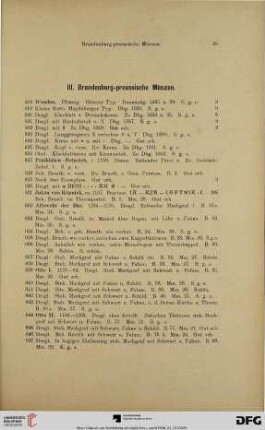 III. Brandenburg-preussische Münzen (Nr. 618-846)
