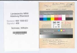 Entnazifizierung Wilhelm Schmetz, geb. 29.01.1895 (Lehrer)
