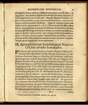 III. Epitome Librorum Antirrheticorum Nicephori CPLitani adversus Iconomachos.