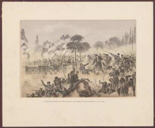 "Kampf zwischen Preußen und Württembergern um die Brücke bei Tauberbischofsheim, 24. Juli 1866."