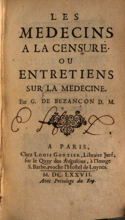Les Medecins à la Censure