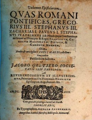 Volumen epistolarum [Romanorum Pontificum]