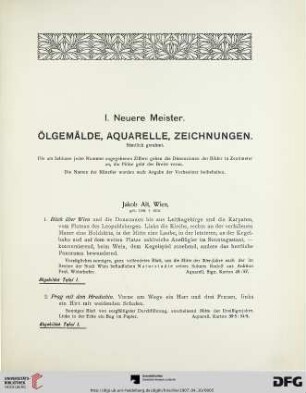 Neuere Meister. Ölgemälde, Aquarelle, Zeichnungen (Nr. 1-239)