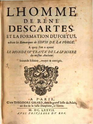 L' Homme De Rene Descartes Et La Formation Du Foetus