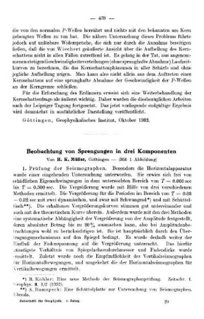Beobachtung von Sprengungen in drei Komponenten
