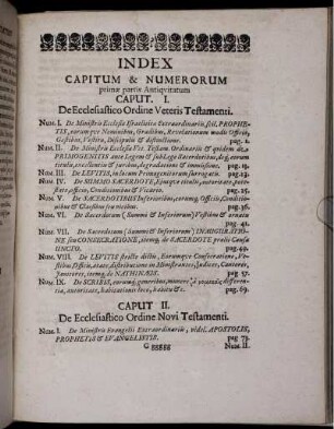 Index Capitum & Numerorum primae partis Antiquitatum
