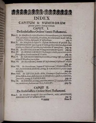 Index Capitum & Numerorum primae partis Antiquitatum