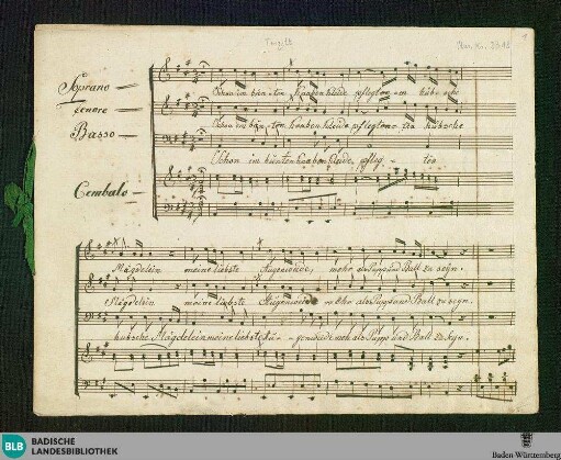 Schon im bunten Knabenkleide - Don Mus.Ms. 2318 : V (3), cemb; A; MauC 150