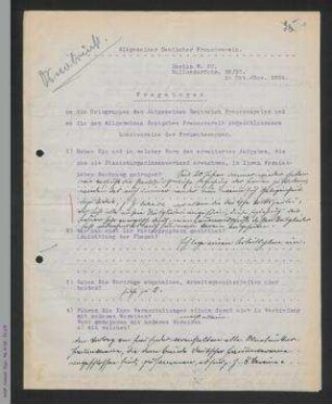 Fragebogen an die Ortsgruppen und Mitgliedsvereine des ADF - Osnabrück