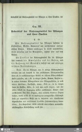 Cap. III. Ueberblick der Nahrungsmittel der Pflanzen und ihrer Quellen