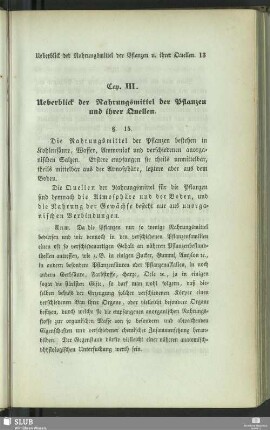 Cap. III. Ueberblick der Nahrungsmittel der Pflanzen und ihrer Quellen