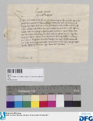 Conradt Schenck Herr zu Lymppurg sagt der Nürnberger Kaufmannschaft zur Frankfurter Fastenmesse sicheres Geleit zu.