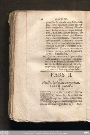 Pars II. De obiecto theologiae exegeticae, Textu Sacro.