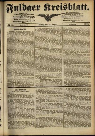 Ausgabe vom Montag, den 29. August 1910.