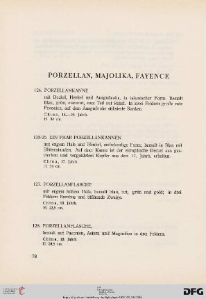 Porzellan, Majolika, Fayence (Nr. 124-177)