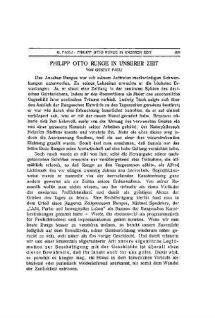 Philipp Otto Runge in unserer Zeit