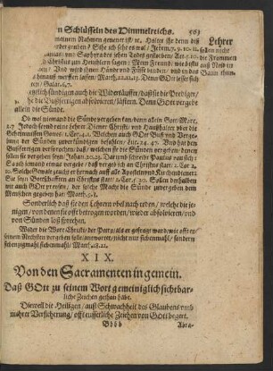 XIX. Von den Sacramenten in gemein