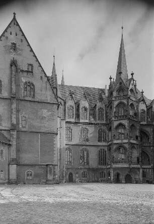 Meißen. Albrechtsburg, Hoffassade mit Schautreppenturm