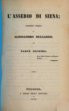 L' assedio di Siena : racconto storico, 2