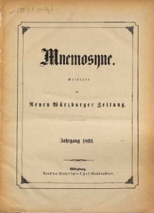Mnemosyne. 1893