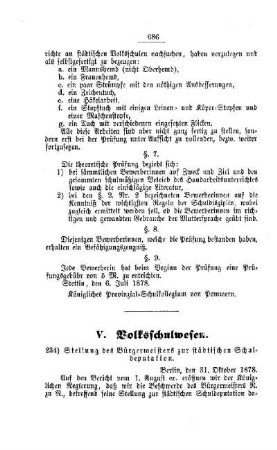 Stellung des Bürgermeisters zur städtischen Schuldeputation : [V. Volksschulwesen]