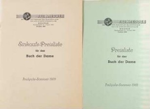 Einkaufs-Preisliste für das Buch der Damen (Frühjahr und Sommer 1959)