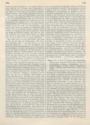 170-172 [Rezension] Althaus, Paul, Die letzten Dinge