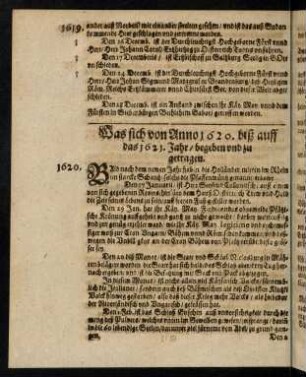 Biiv-Ciiir, Was sich von Anno 1620. biß auff das 1621. Jahr [...]. - Was sich von Anno 1622. biß auff das 1622. Jahr begeben und zugetragen.