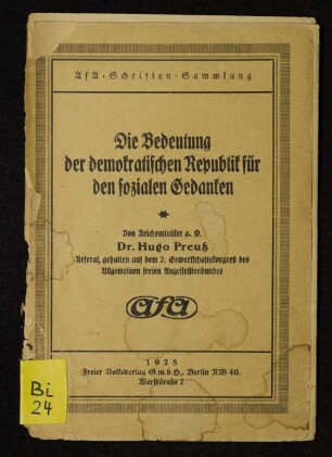 Die Bedeutung der demokratischen Republik für den sozialen Gedanken