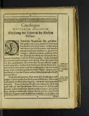 Catalogus Doctorvm Ecclesiae. Erzehlung der Lehrer in der ...
