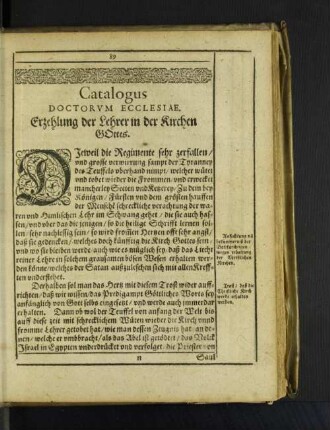 Catalogus Doctorvm Ecclesiae. Erzehlung der Lehrer in der ...