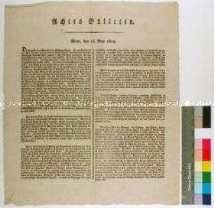 Bekanntmachung über die Einnahme Wiens am 13. Mai 1809 während des 5. Koalitionskrieges
