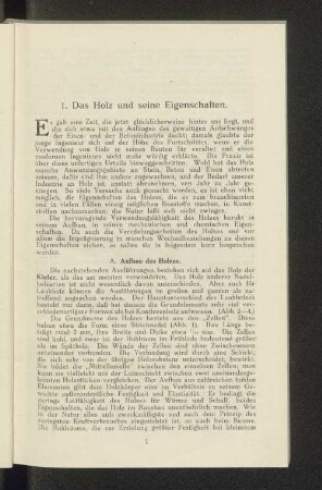 1. Das Holz und seine Eigenschaften.