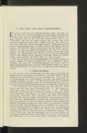 1. Das Holz und seine Eigenschaften.